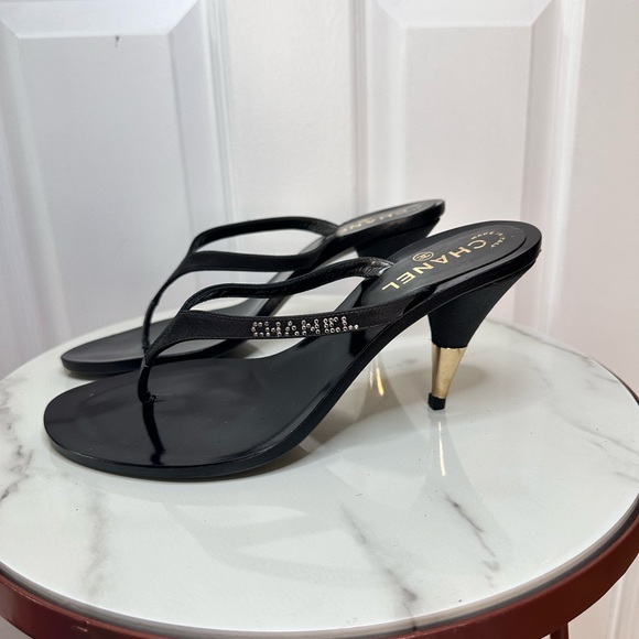 Chanel rhinestone y2k vintage sandals 39.5 new box - Picture 2 of 11